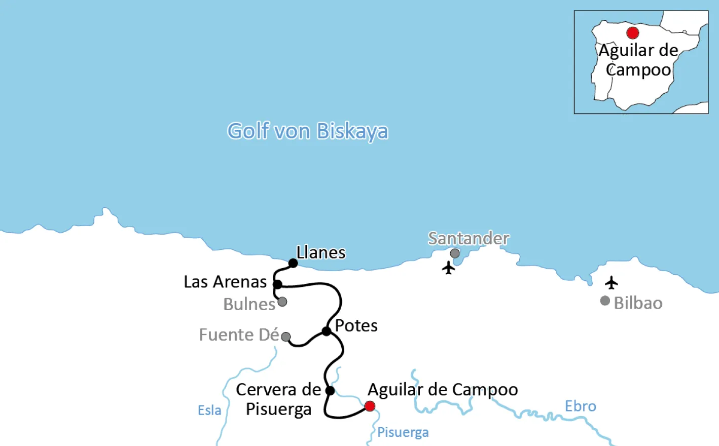 Map of Bike Tour in Asturias
