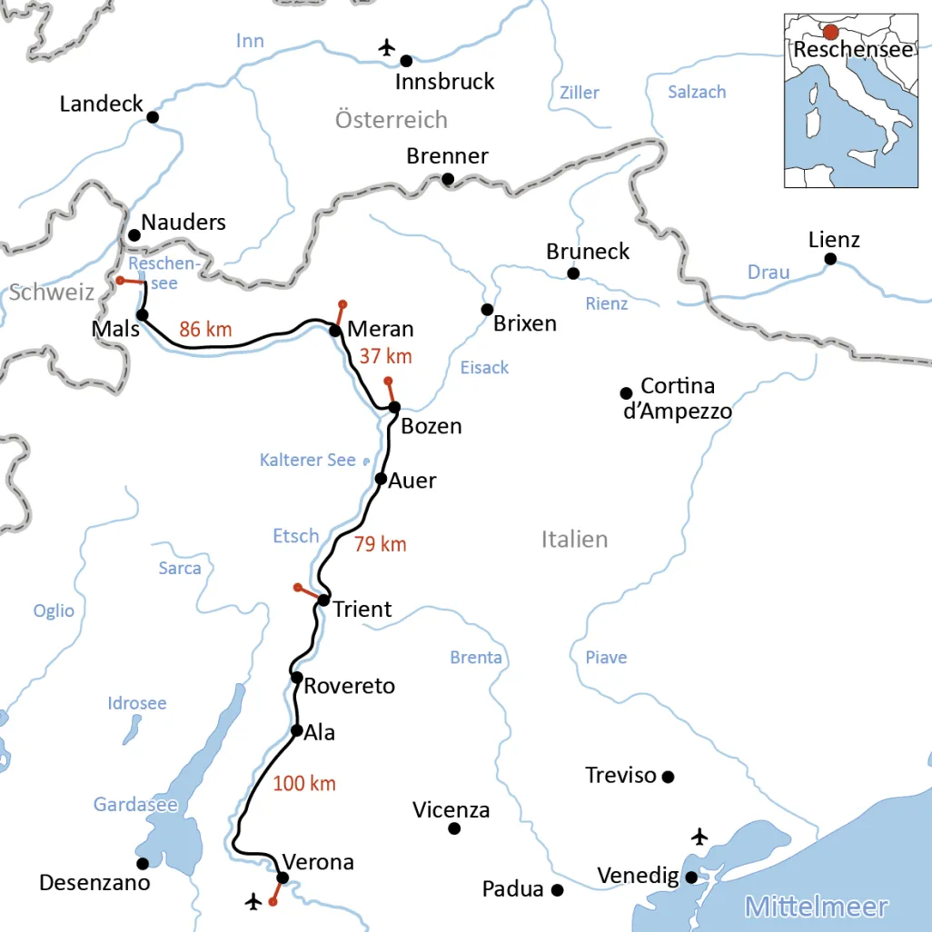  Adige Cycle Route, general map