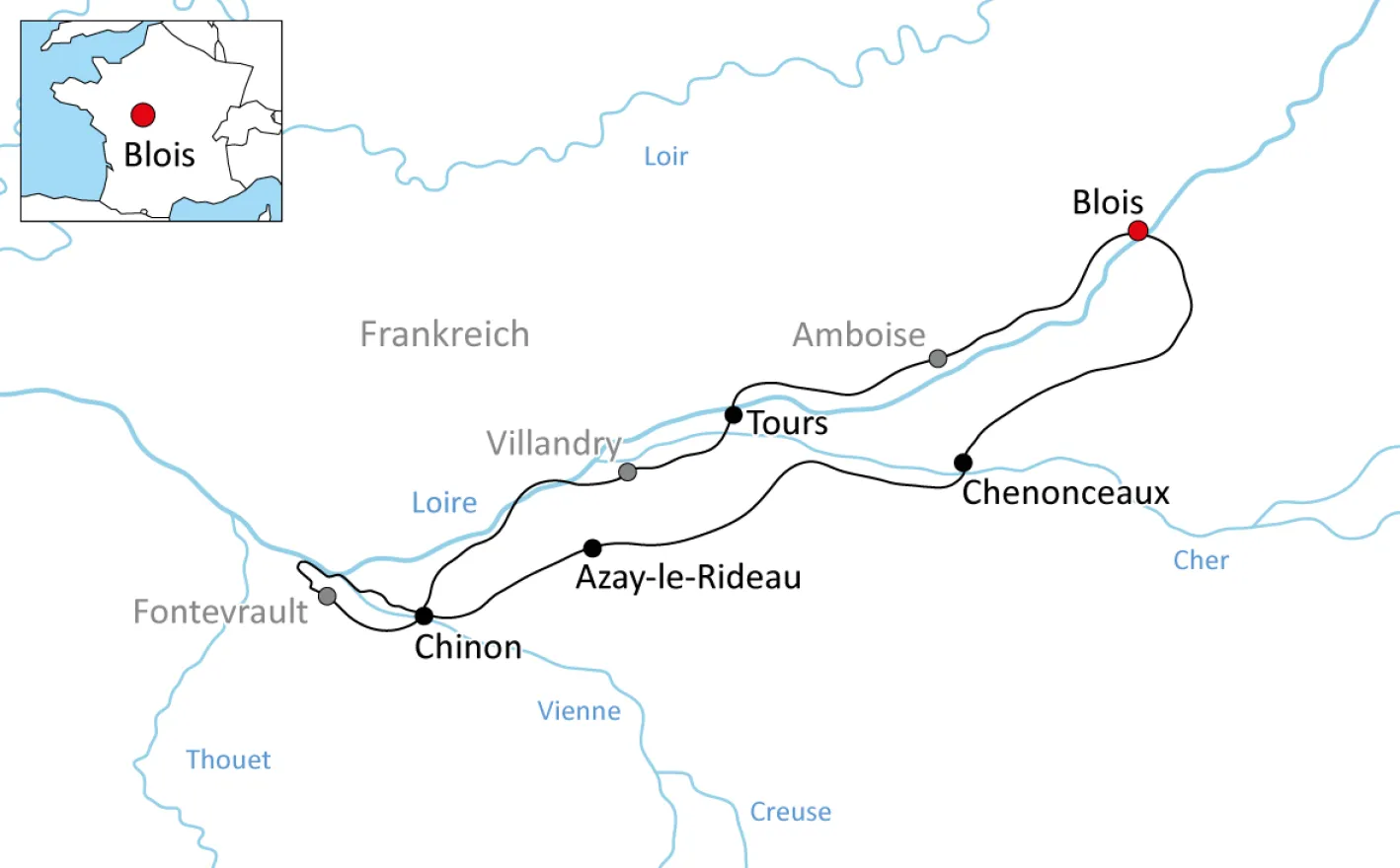 Map the castles of the Loire by bike