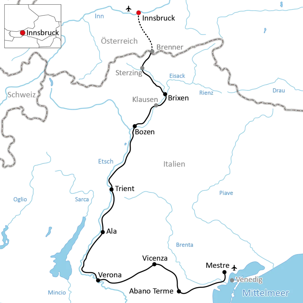 Cycle tour along the Eisacktal cycle path