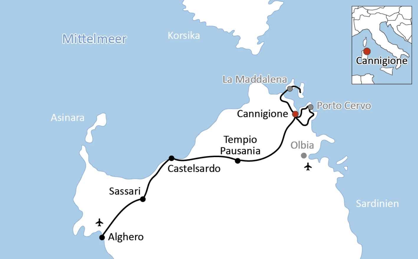 Cycling tour in northern Sardinia