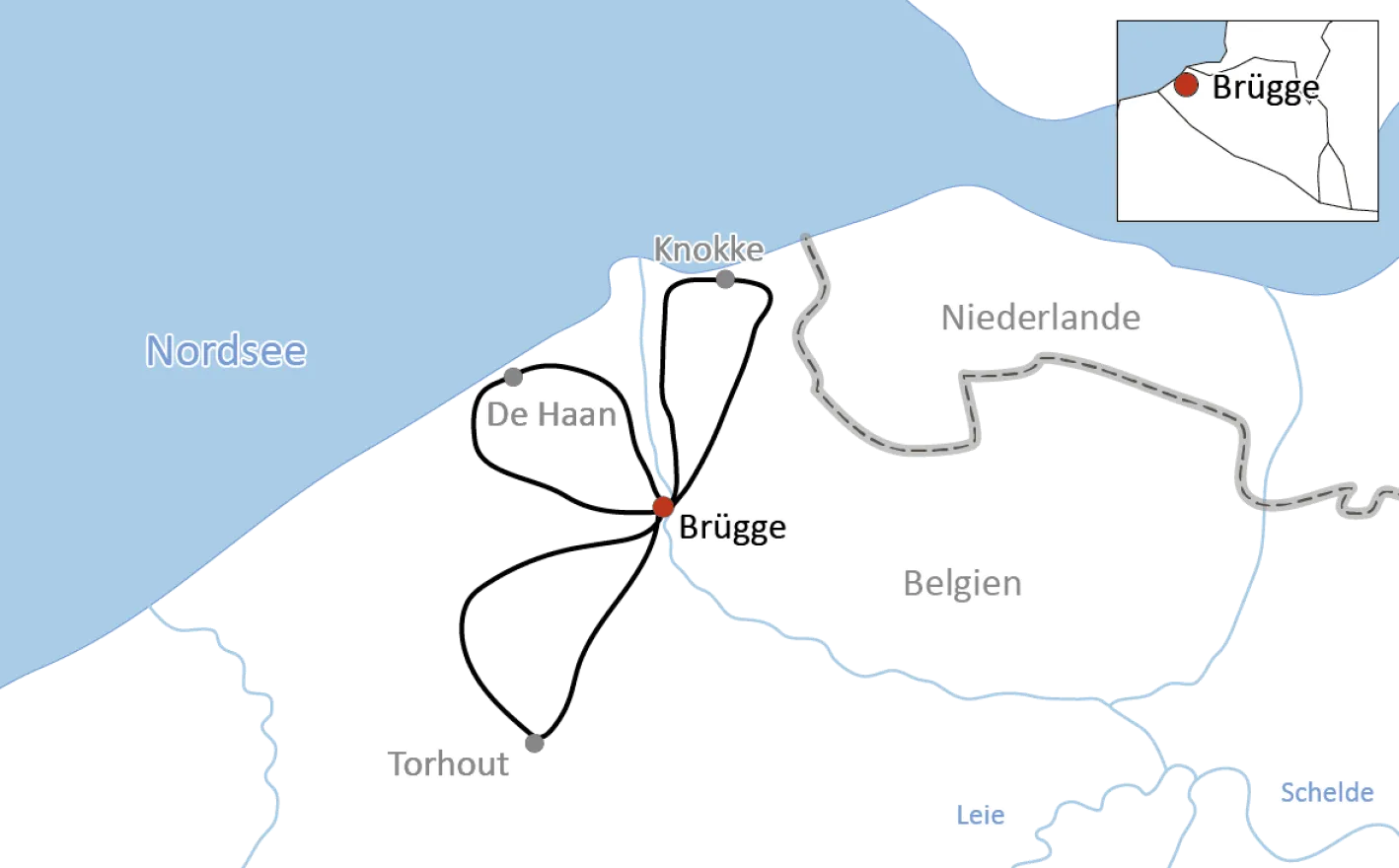 Cycle tours in Flanders around Bruges
