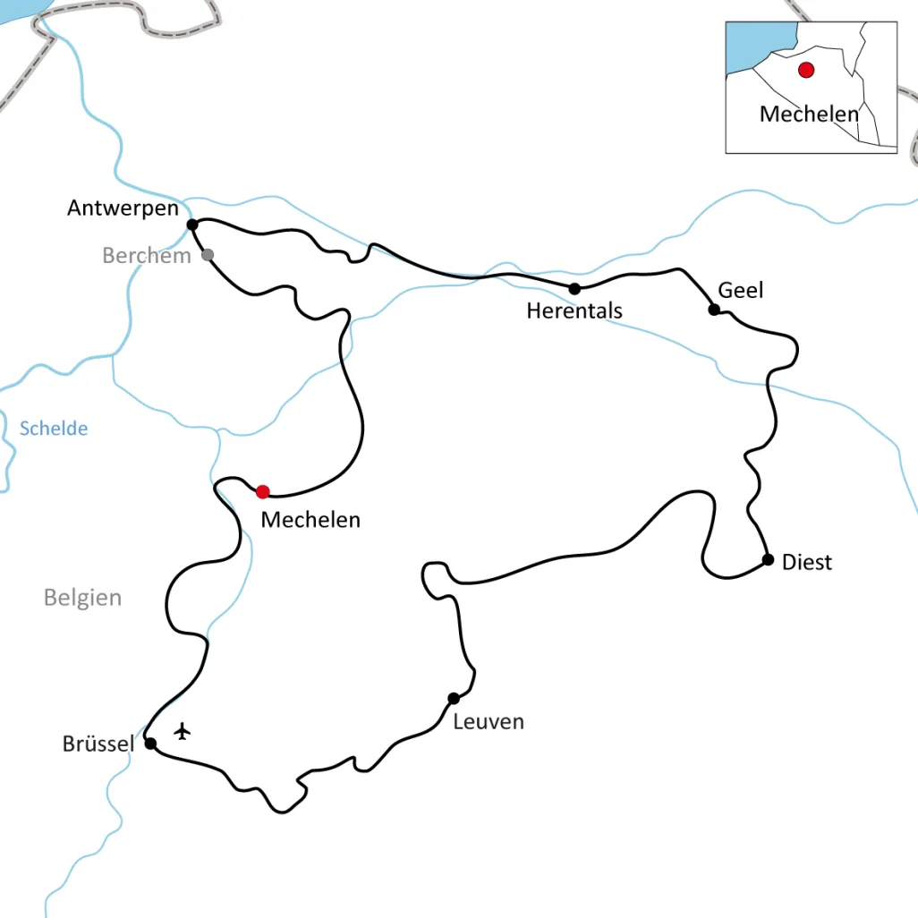 Map of the Tour of Flanders