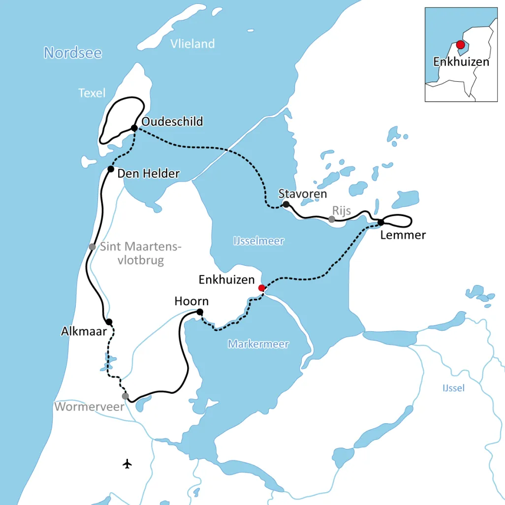 Bike and ship on the IJsselmeer