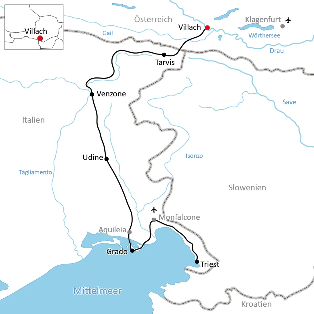Cycle tour from Villach via Grado to Trieste