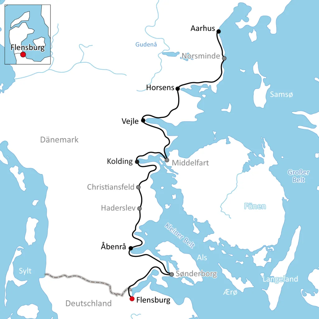 Map for cycling tour on the Danish Baltic Sea