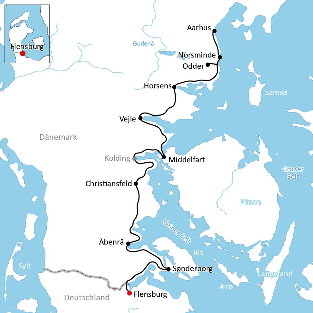Map to the Baltic Sea Cycle Route in Jutland
