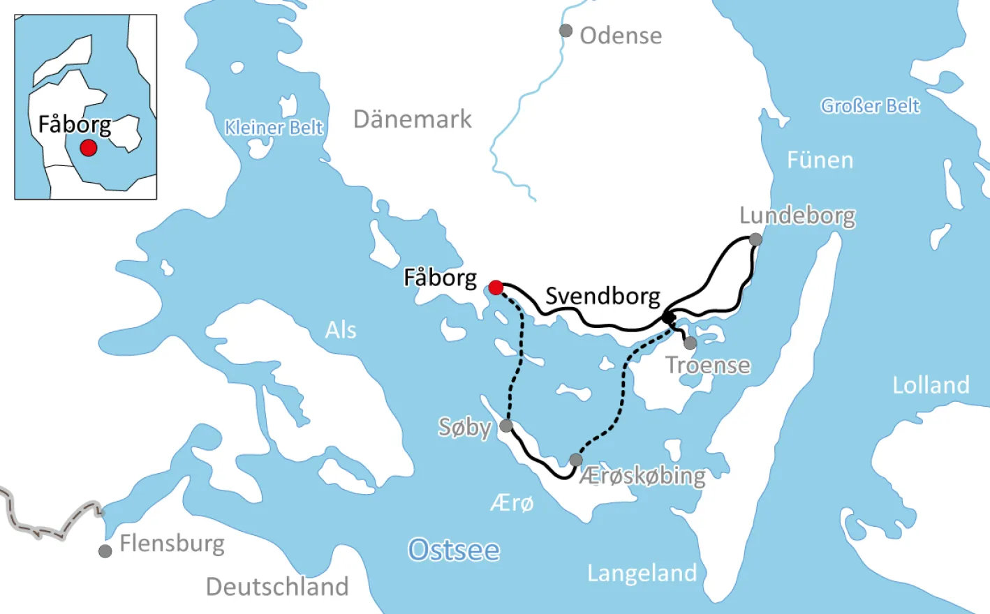 Map of cycle tour around Ærø