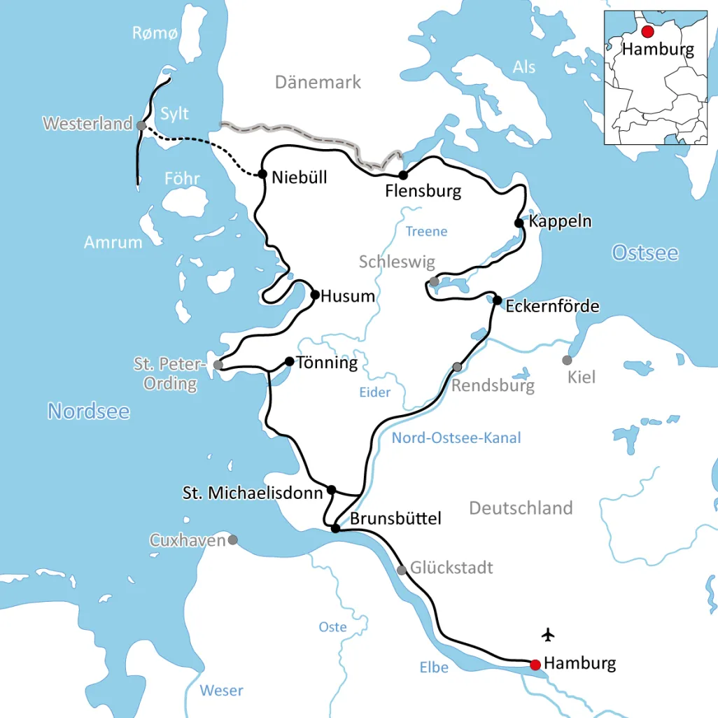 Map of Bike tour in Schleswig-Holstein for sporty people