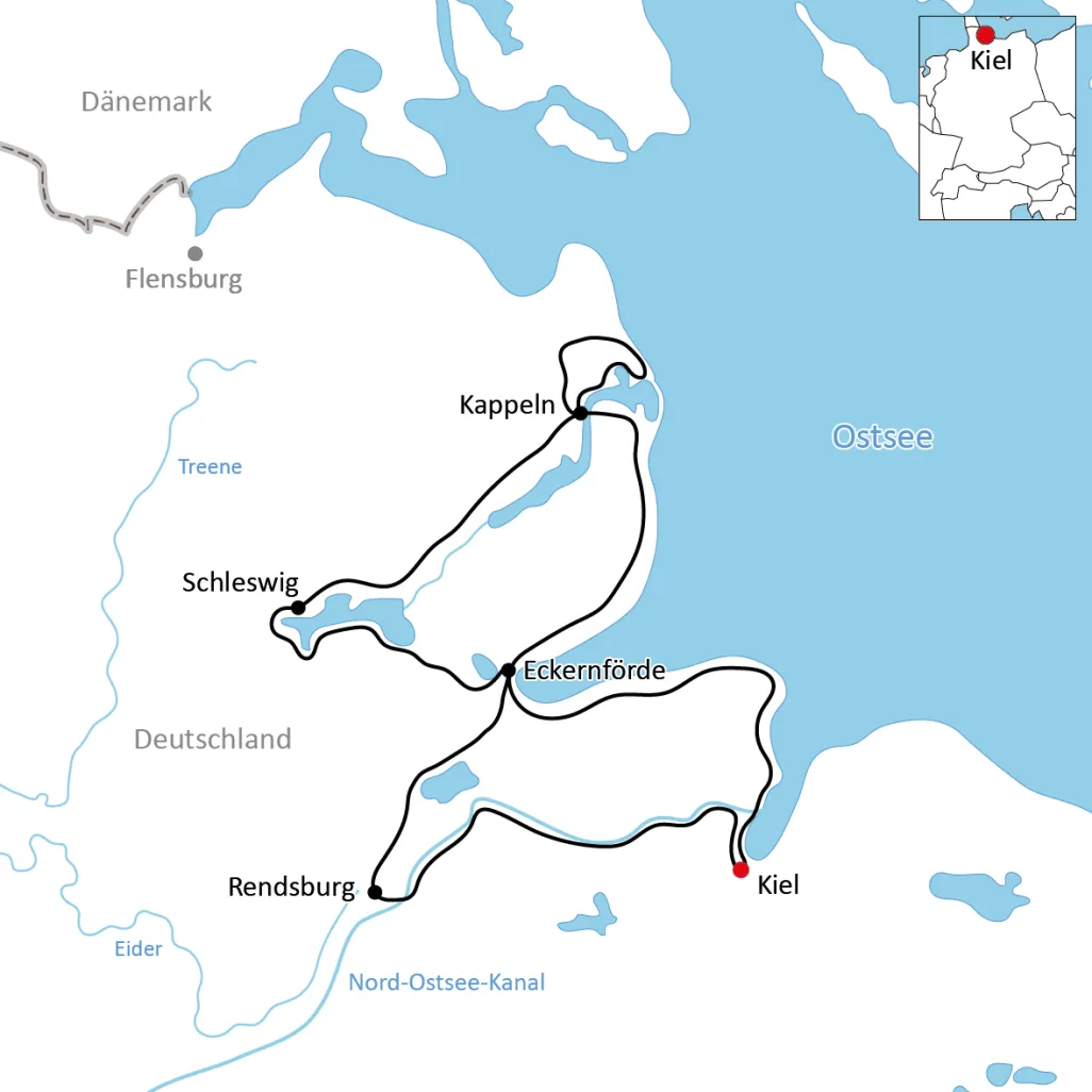 Map of bike tour around Kiel