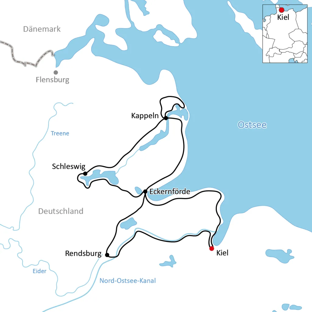 Map for cycling tour along the Schlei