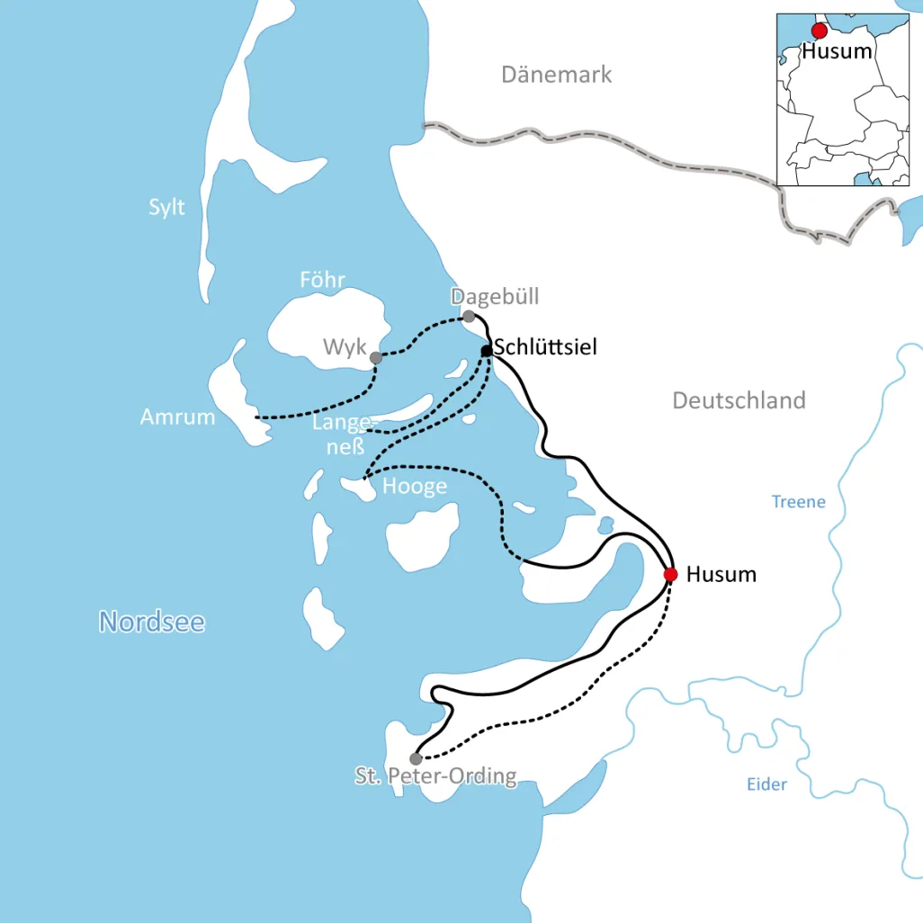 Map of Bike tour to the Wadden Sea Islands