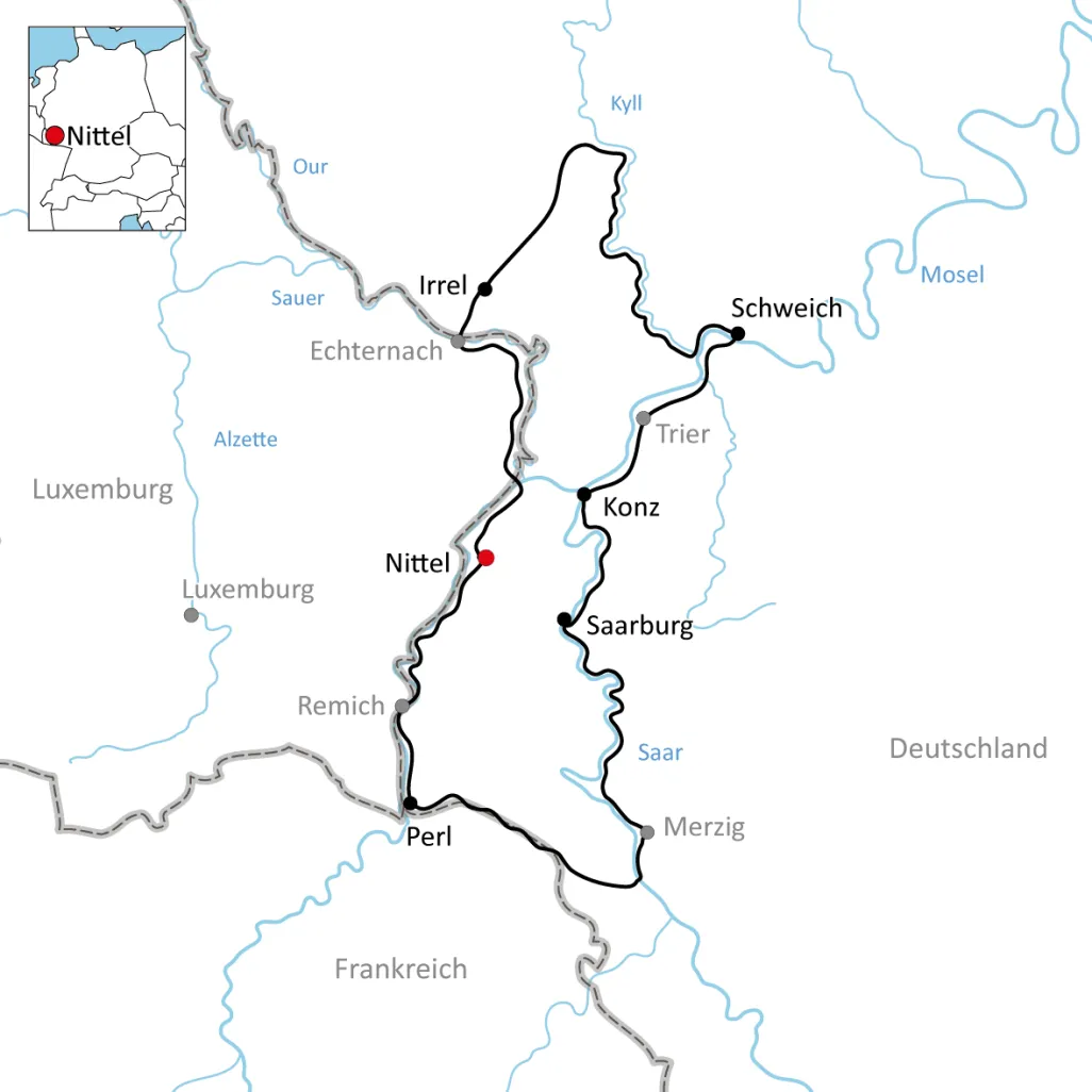Map for the cycling tour around the Moselle