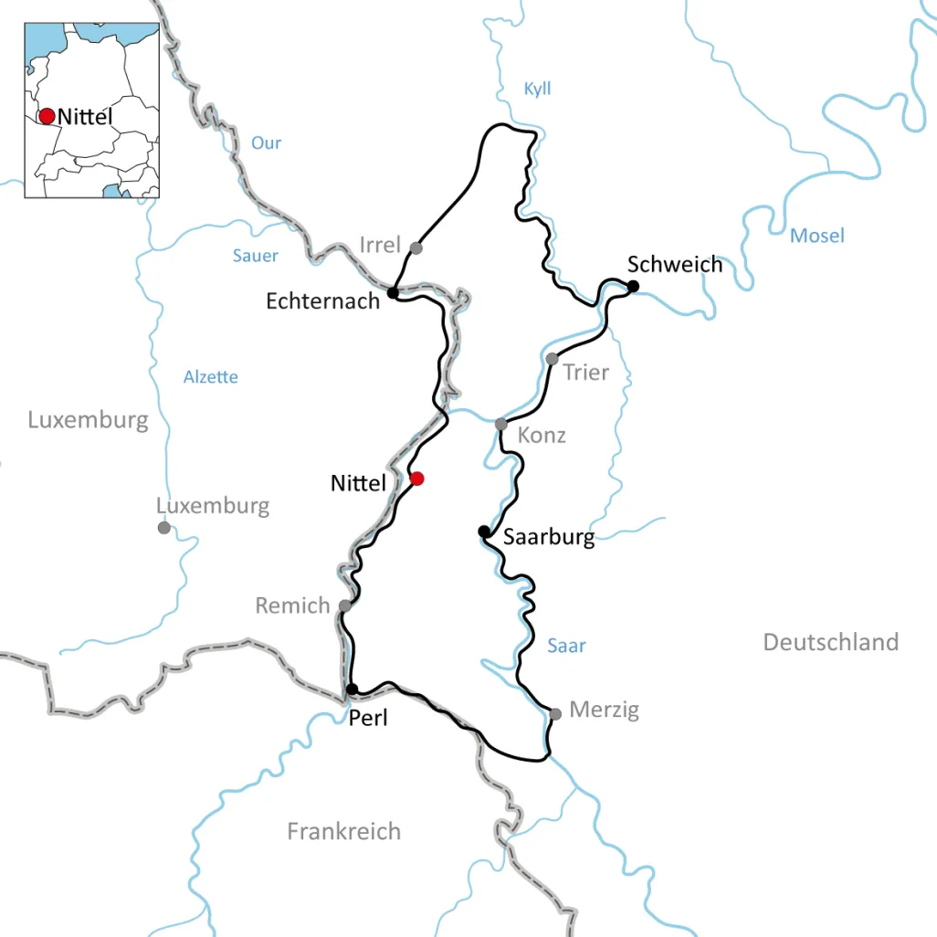 Map for the Cycling tour around the Moselle