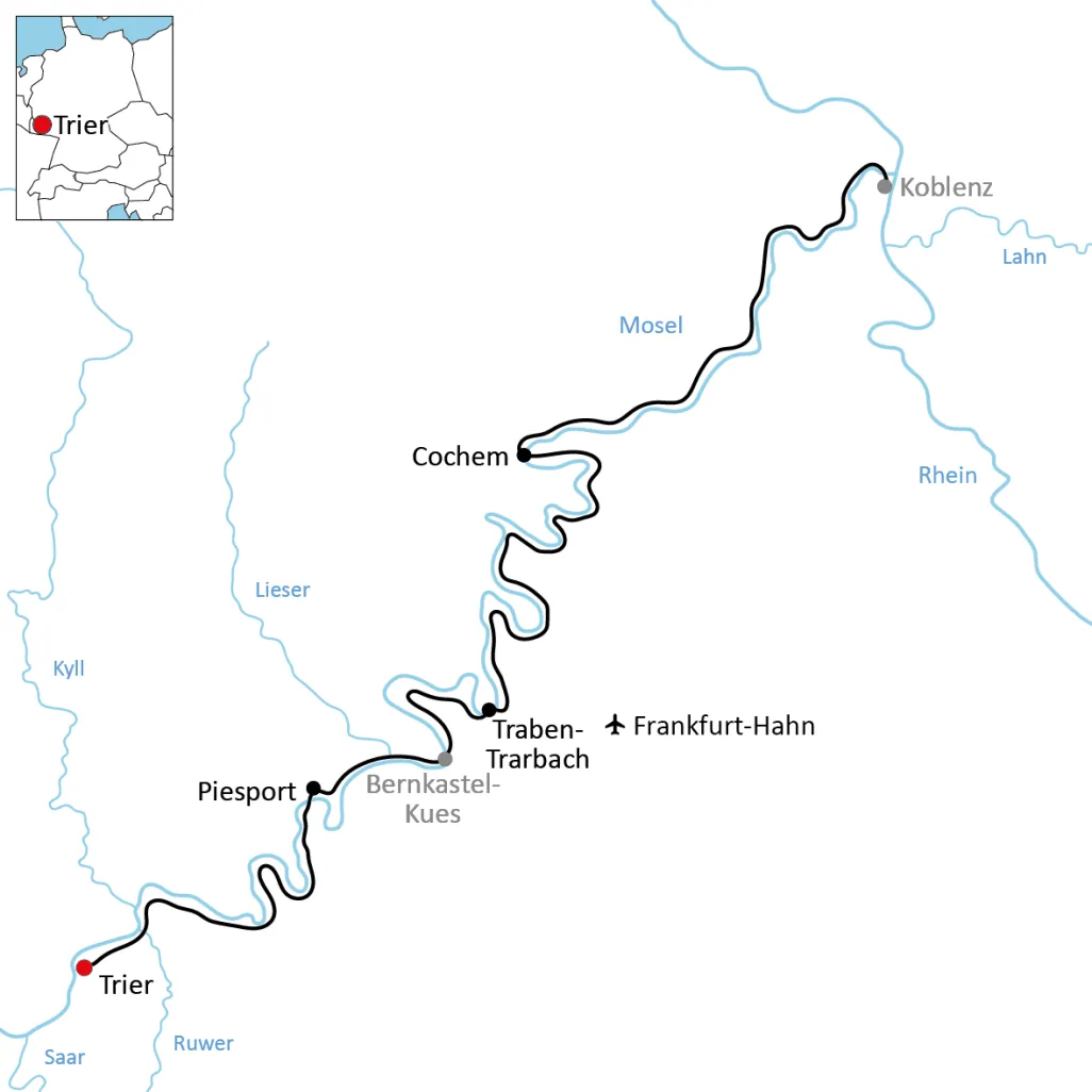 Map of the Short tour on the Moselle