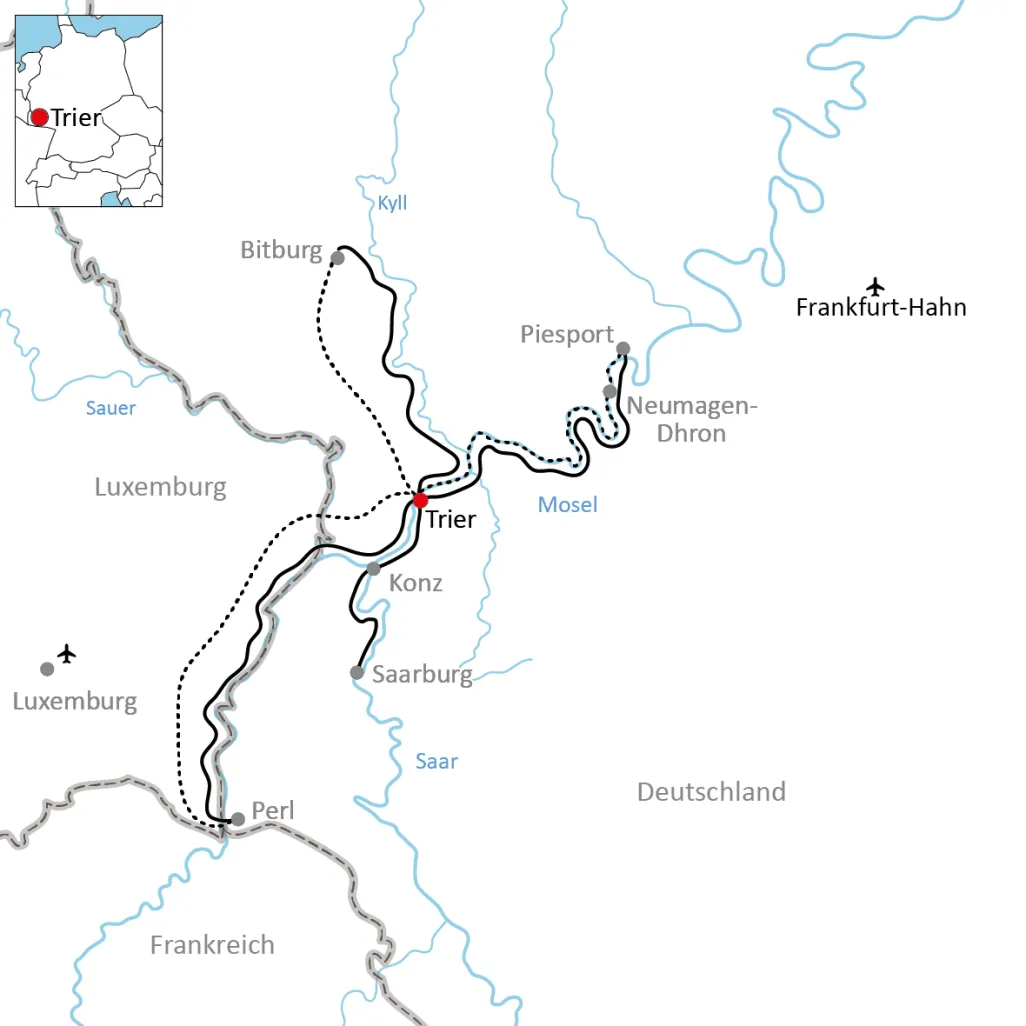 Map of the Center Based Cycling Tour Treves