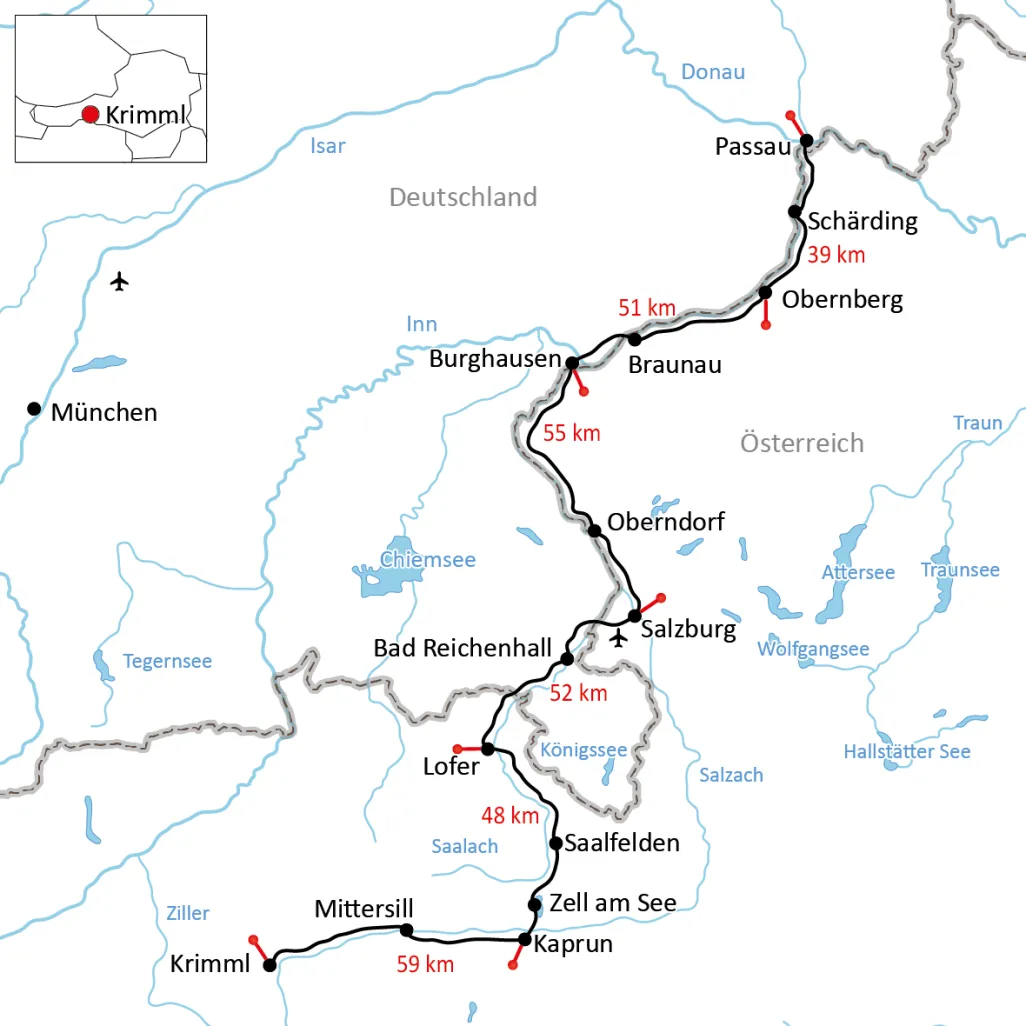 Overview map Tauern Cycle Route