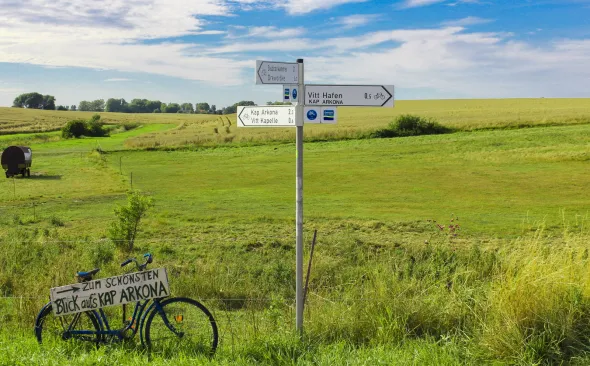Signpost, Cape Arkona, baltic sea cycle path