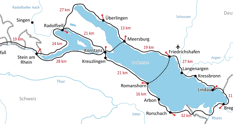Overview map of the Lake Constance cycle path