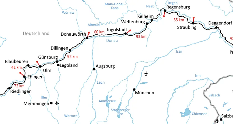 The Danube cycle path in Germany