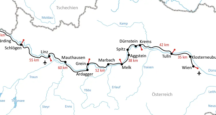 Danube cycle path from Passau to Vienna