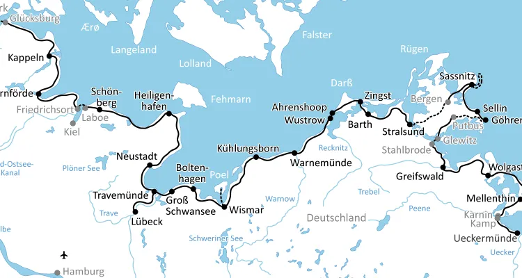 Map Cycling Holiday at the Baltic Sea