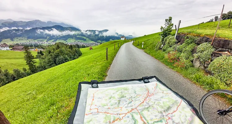 Appenzeller Land, mountains, cycle path, map
