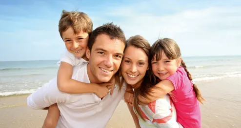 Familie am Strand auf Rügen